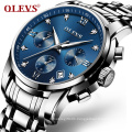 OLEVS 2858 Luxury Chronograph Men Watches Top Brand Luminous Dial Steel Bracelet Watchband Male Clock Date Business Wristwatches